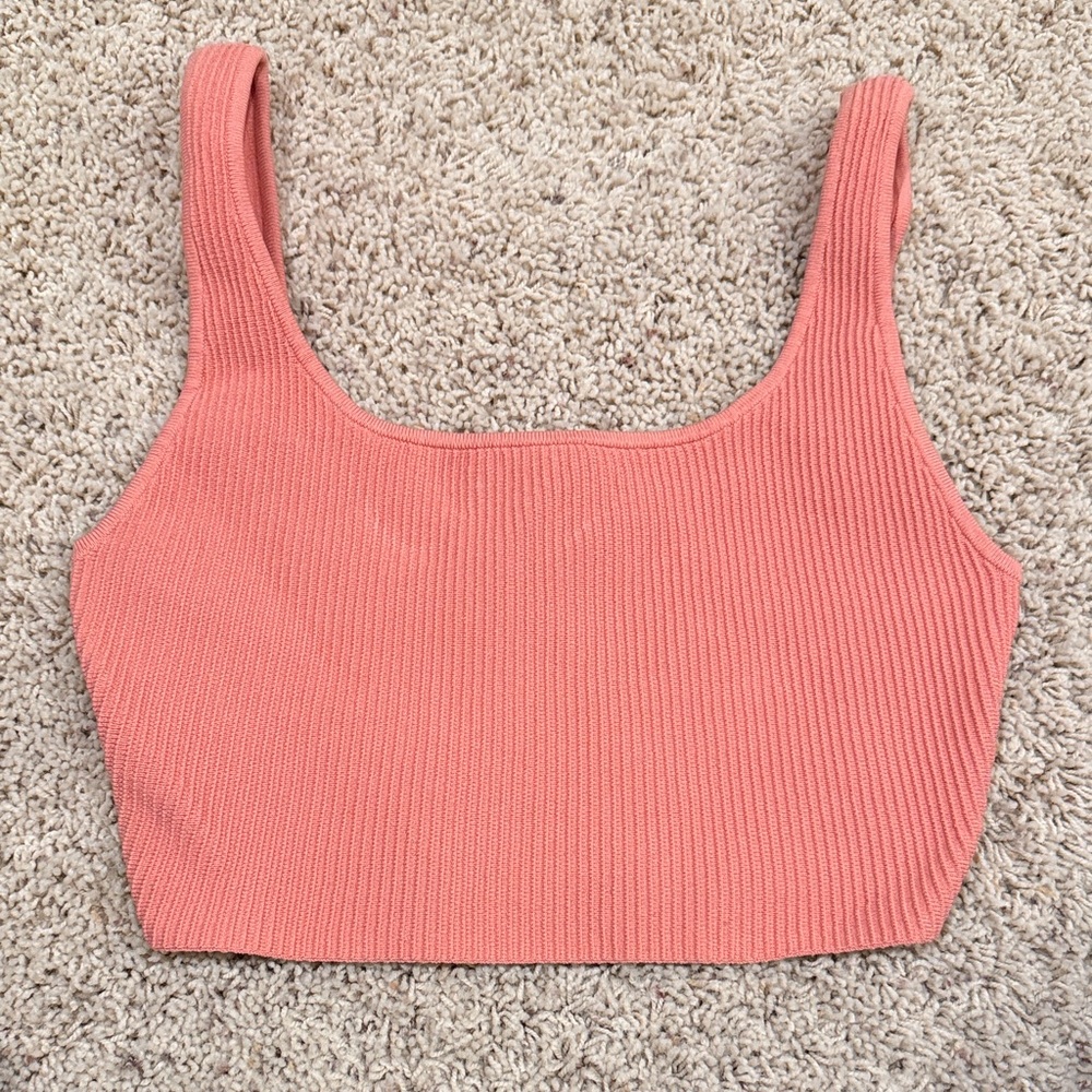 Babaton Ribbed Coral Crop Top